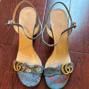 Gucci Women's Floral Heels with Gold Accents
